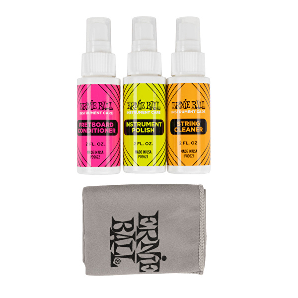 ERNIE BALL P04225 3lü Cila Seti ve Microfiber Temizlik Bezi Gitar Temizlik Ve Bakım Ürünü